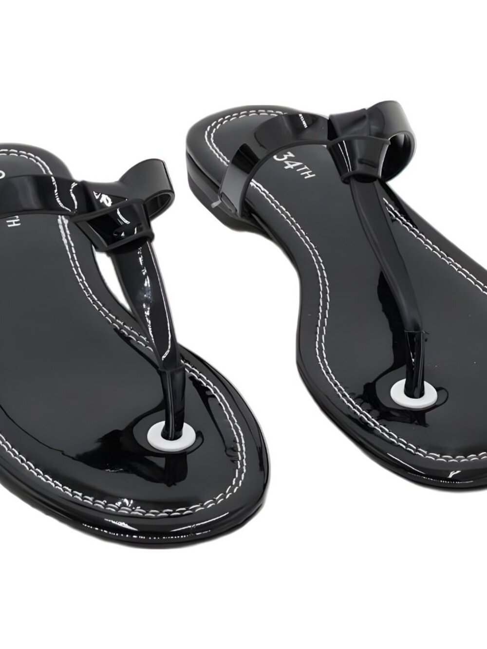 On 34th Galinaa Thong Flat Sandals Black Patent 5M